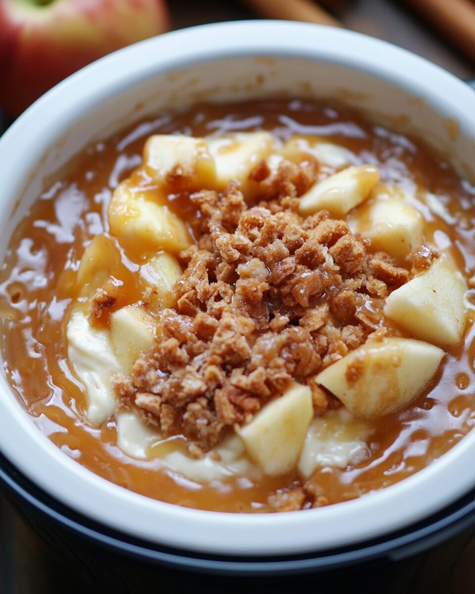 Crockpot Salted Caramel Apple Cheesecake Dip