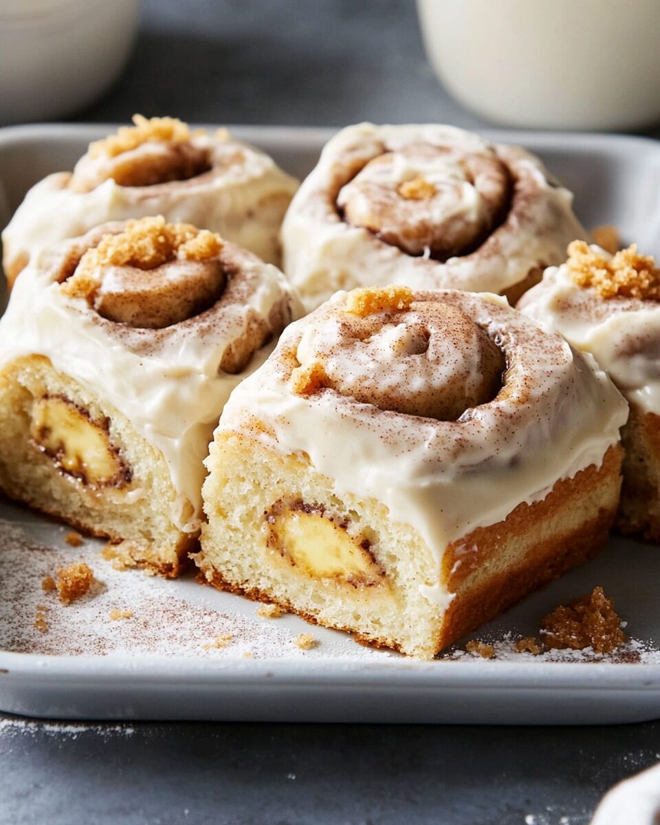 Homemade Banana Bread Cinnamon Rolls with Cream Cheese Frosting