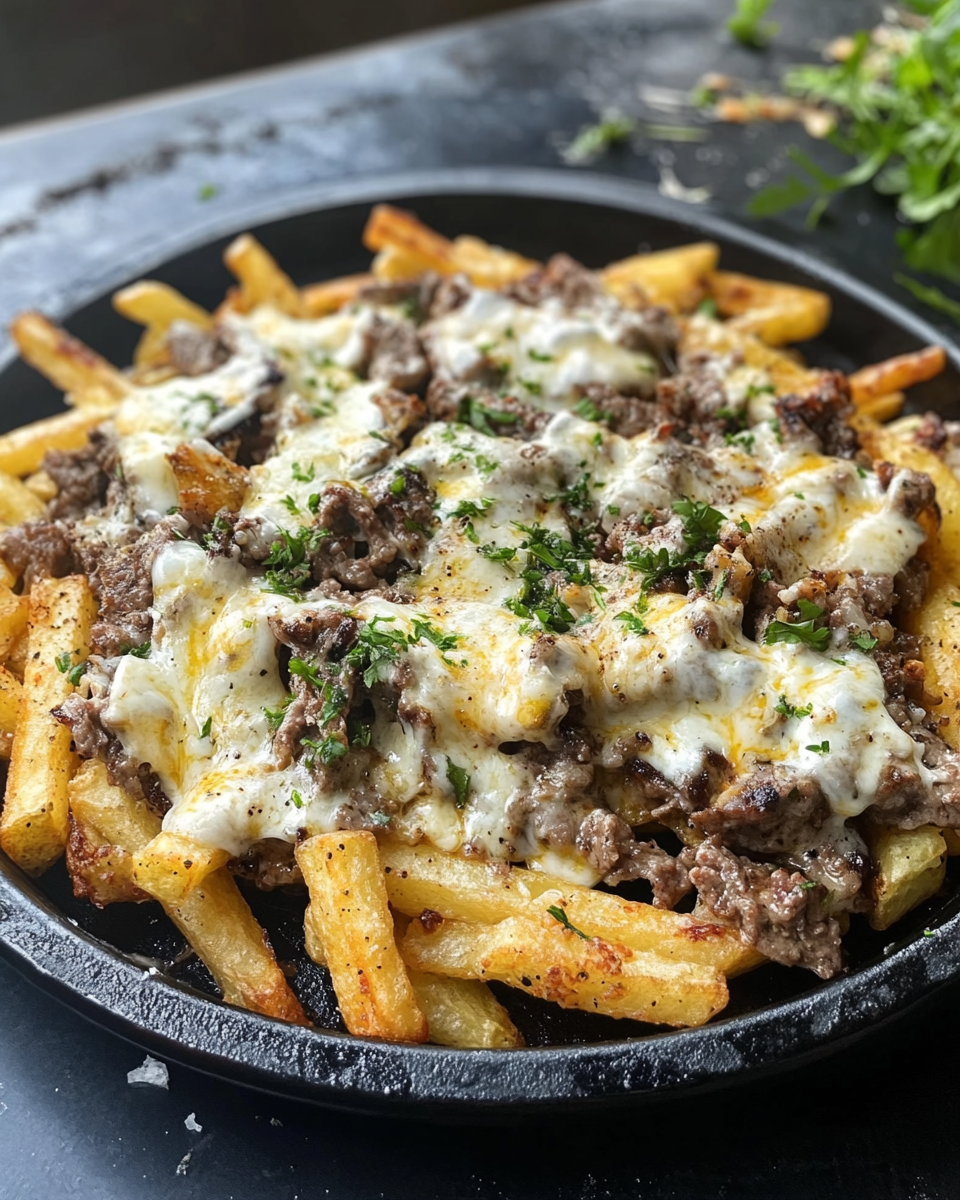 Black Stone Philly Cheese Steak Fries