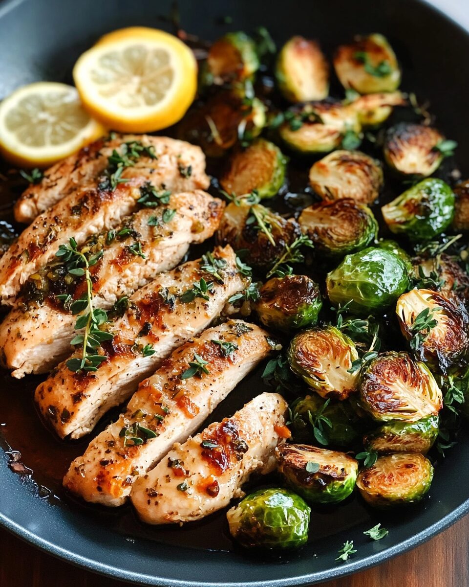 Lemon Garlic Chicken with Roasted Brussels Sprouts
