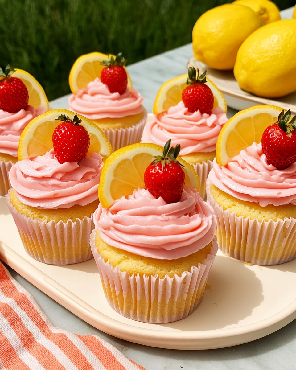 Strawberry Lemonade Party Cupcakes