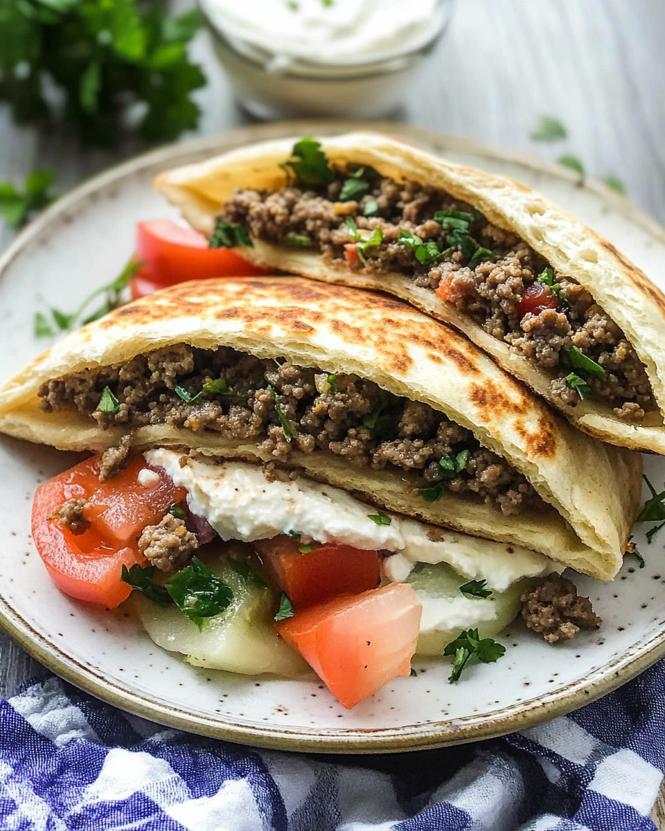 Mediterranean Ground Beef Pita Pockets