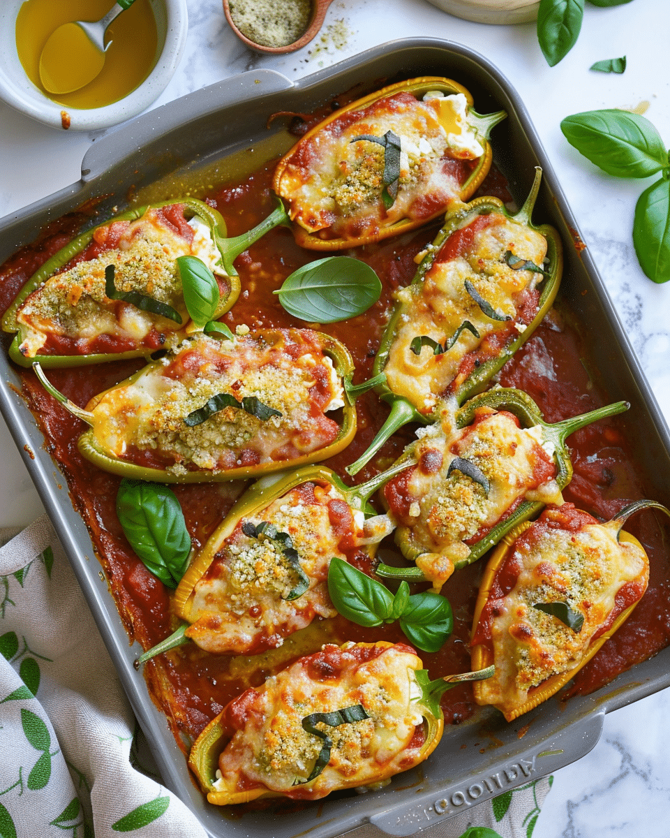 Creamy Stuffed Banana Peppers – Cheesy & Baked