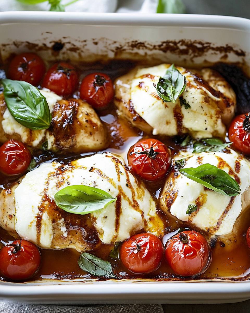 Baked Chicken Caprese with Tomatoes & Mozzarella