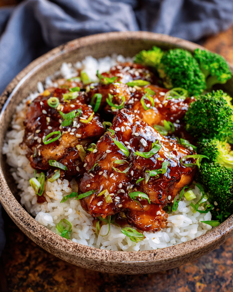 Sticky Teriyaki Chicken Bowls – Crockpot Chicken