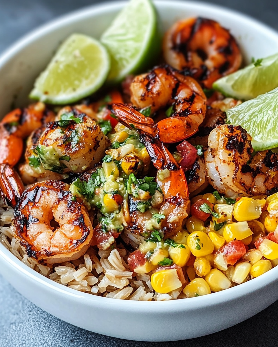 Grilled Shrimp Bowl with Avocado Corn Salsa