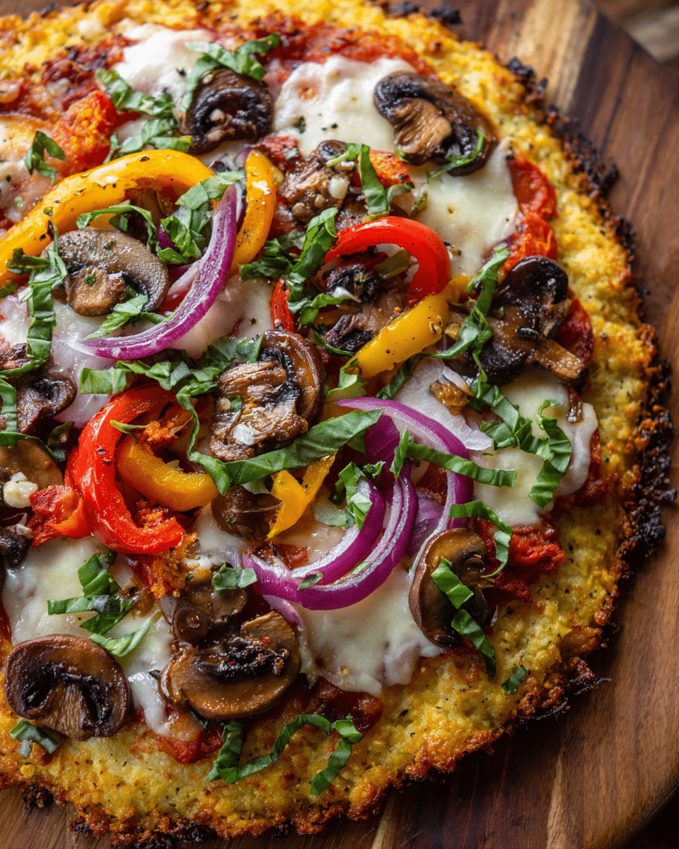 Cauliflower Crust Pizza with Veggies
