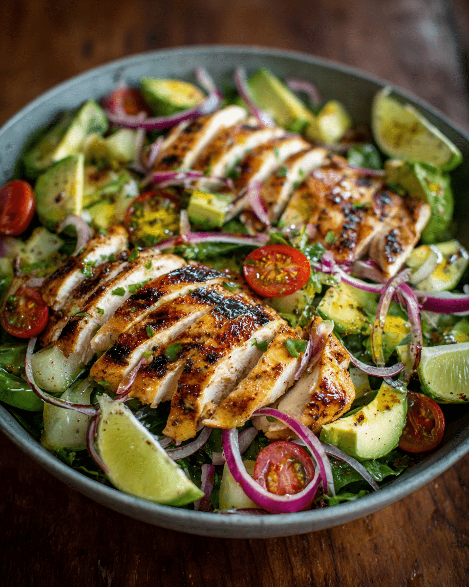 Grilled Chicken Salad with Avocado & Lime Vinaigrette