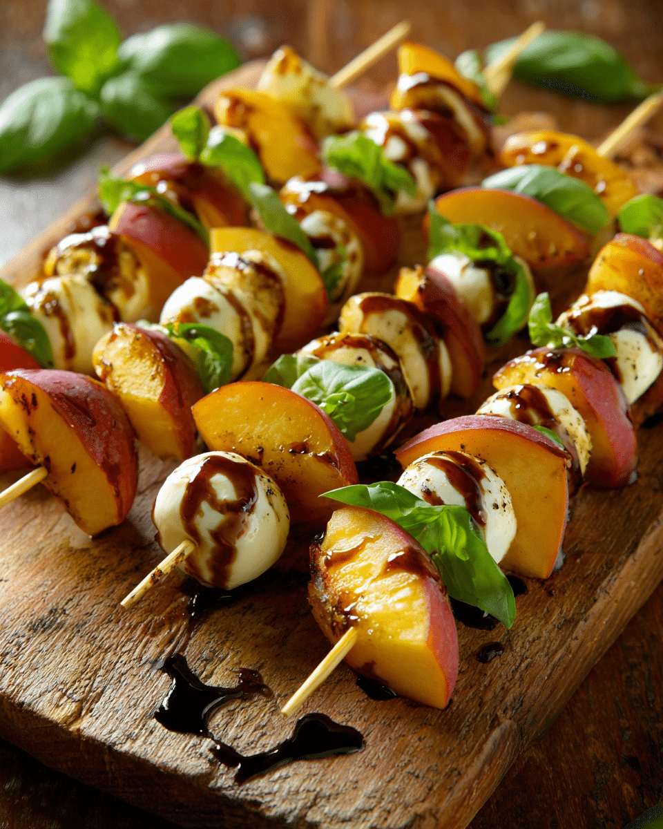 Fresh Peach Caprese Skewers