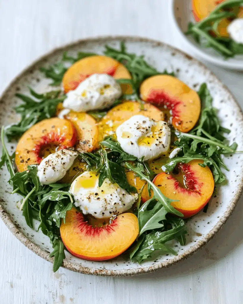 Peach Burrata Arugula Salad