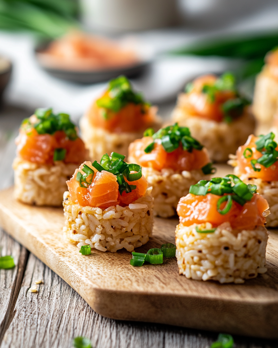 Spicy Salmon on Crispy Rice