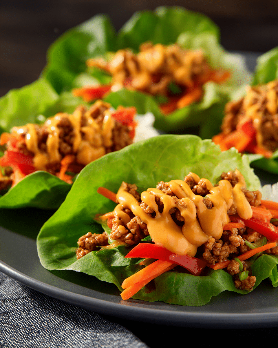 Turkey Lettuce Wraps with Peanut Sauce