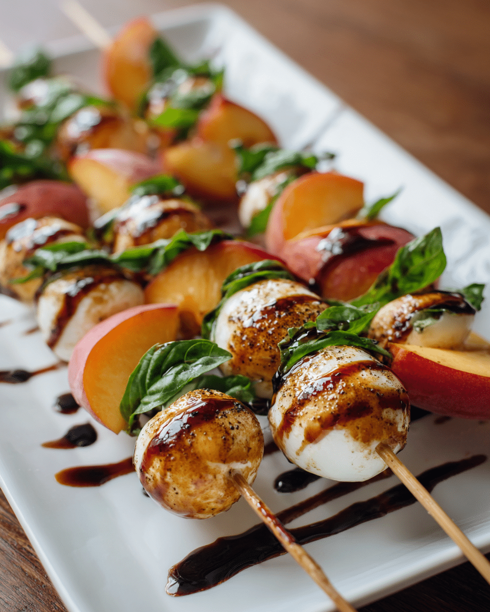 Easy Fresh Peach Caprese Skewers
