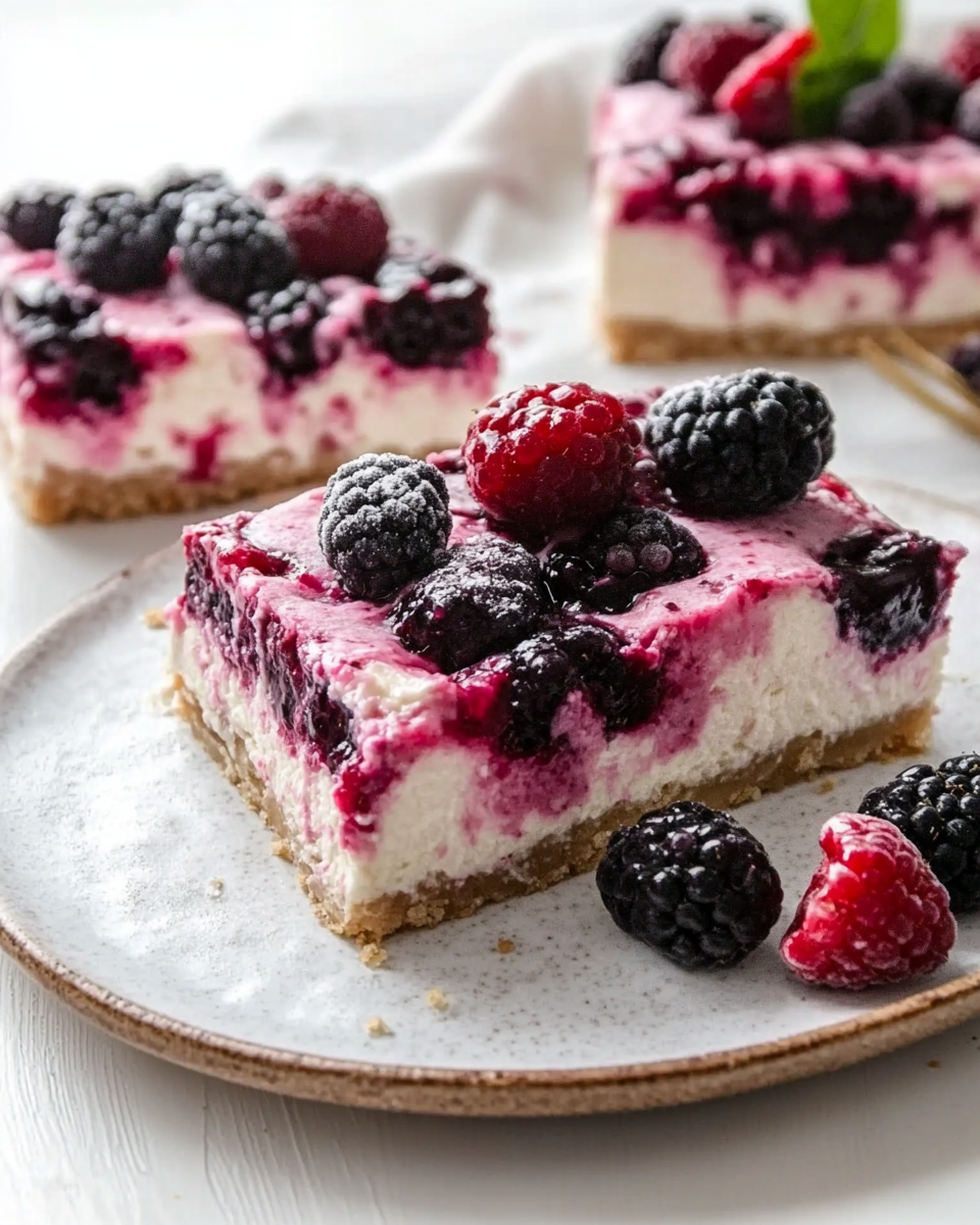 No-Bake Berry Cheesecake Bars