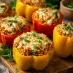 Stuffed Bell Peppers with Ground Turkey & Brown Rice