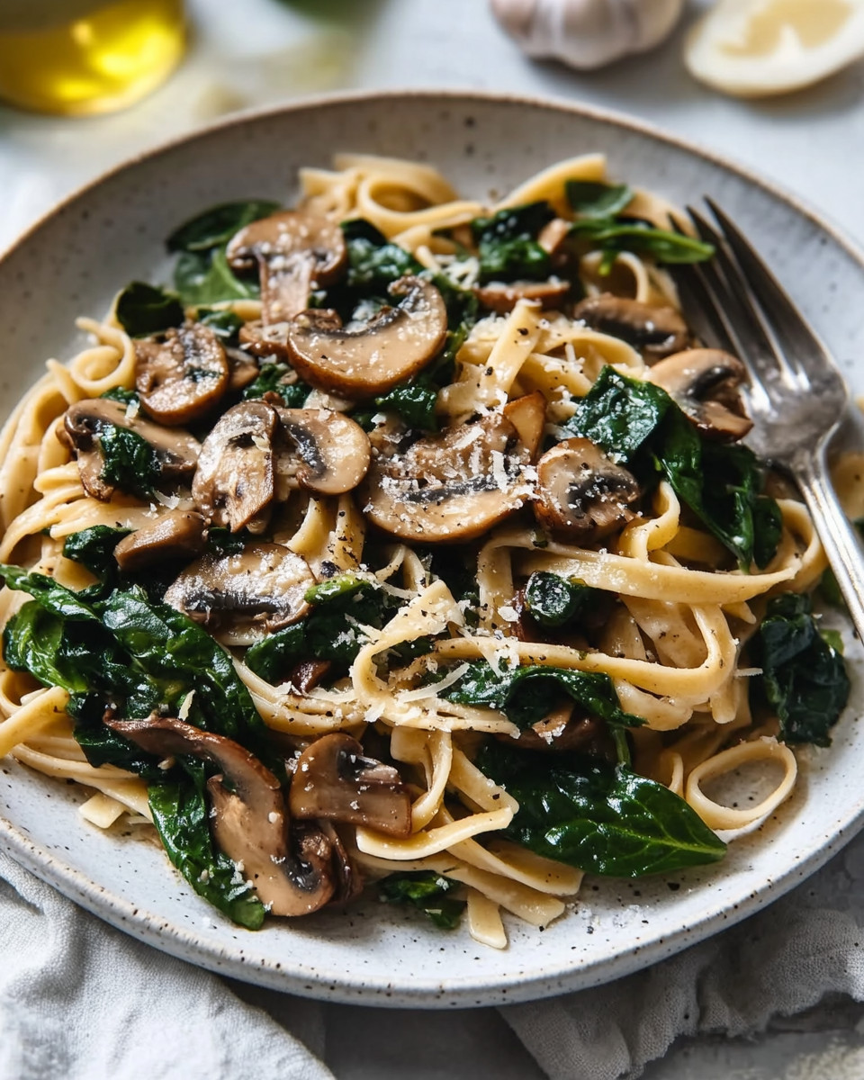 Healthy Mushroom Spinach Pasta