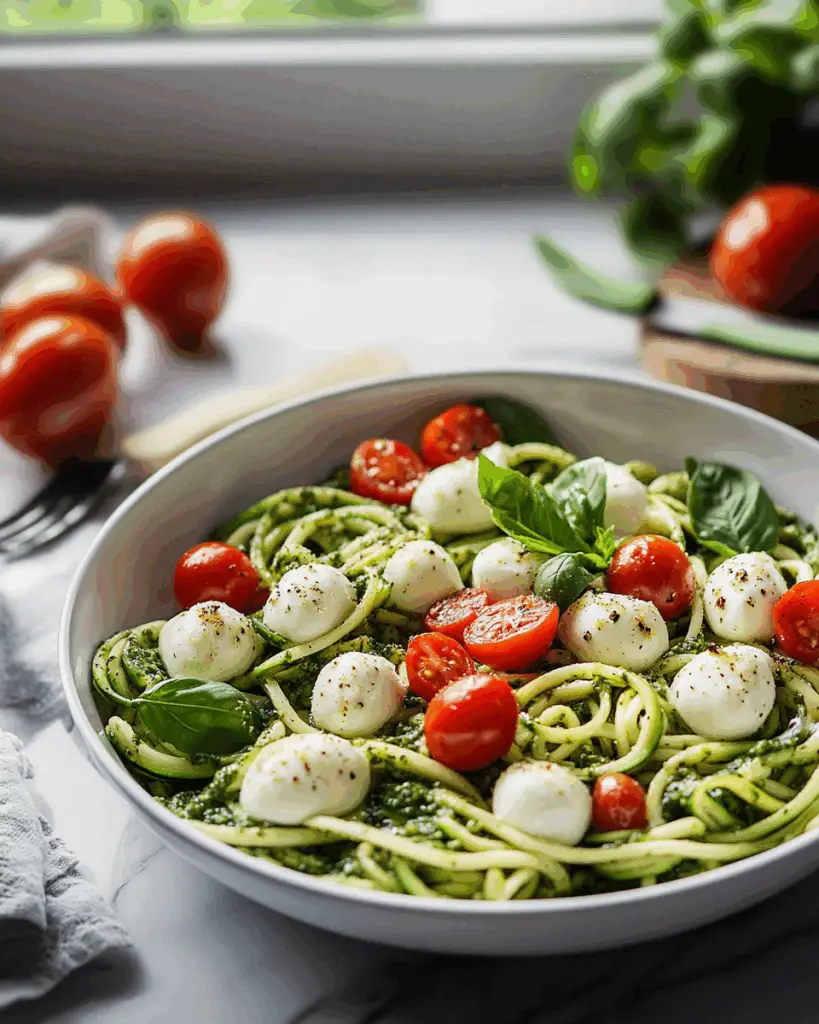 Zucchini Noodle Pesto Salad