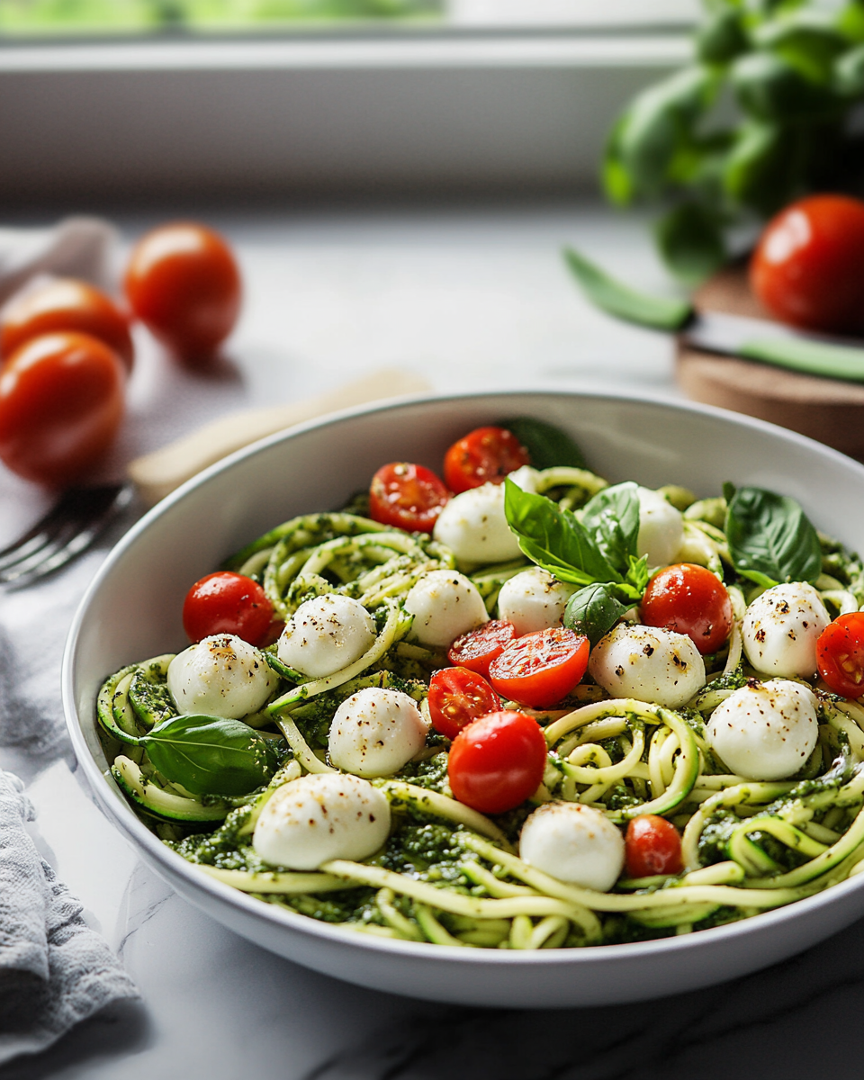 Zucchini Noodle Pesto Salad