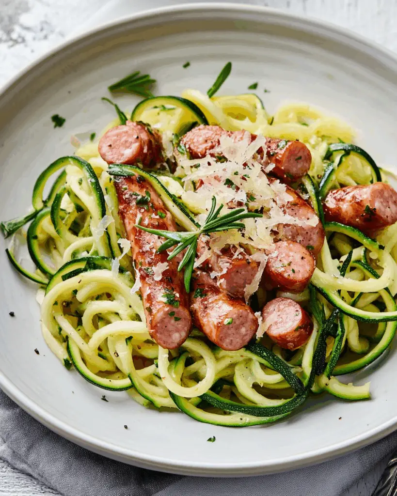 Kielbasa Zucchini Noodle Bowl – Light & Flavorful