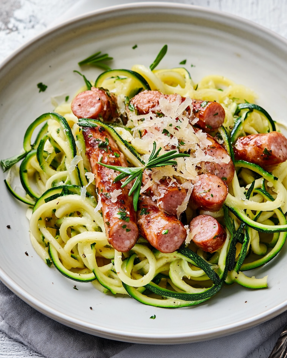 Kielbasa Zucchini Noodle Bowl – Light & Flavorful