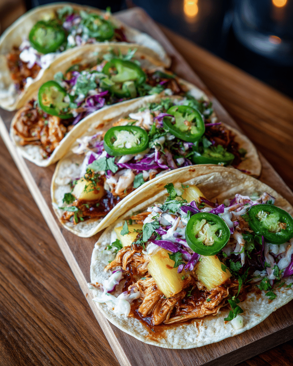 Hawaiian BBQ Chicken Tacos – Crockpot Chicken