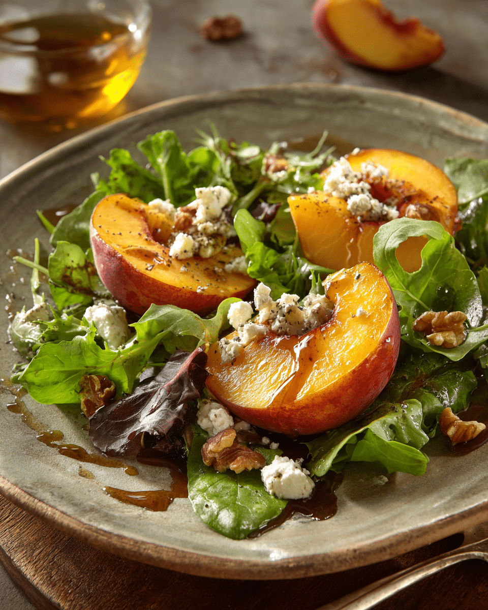 Roasted Peach & Goat Cheese Salad