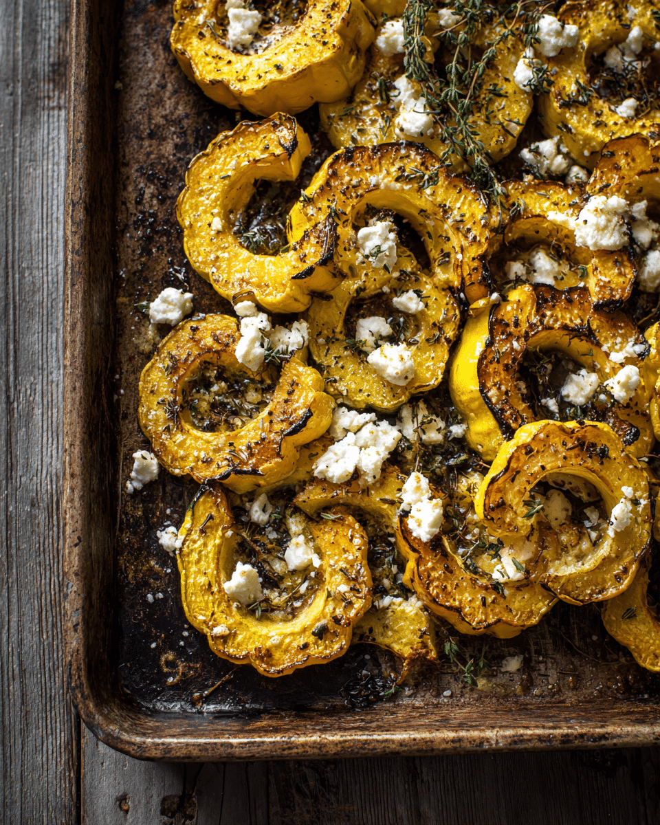 Roasted Patty Pan Squash with Thyme and Feta