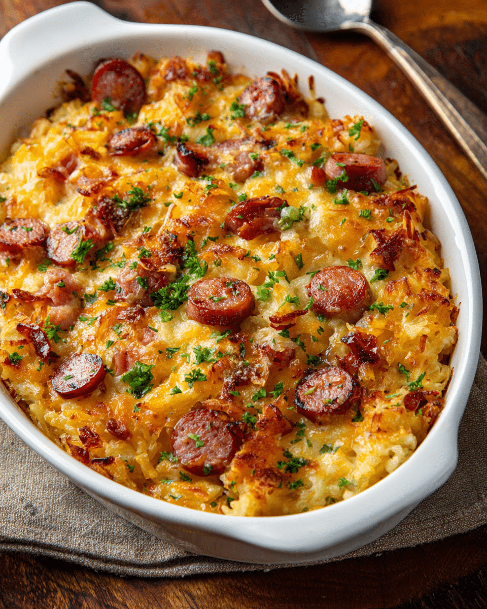 Kielbasa Hash Brown Casserole