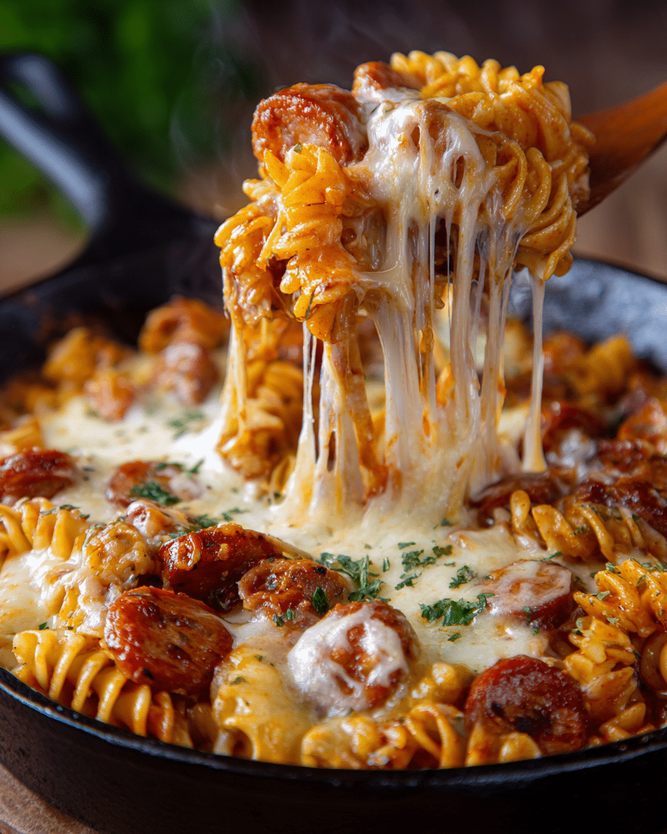 Cheesy Kielbasa Pasta Bake