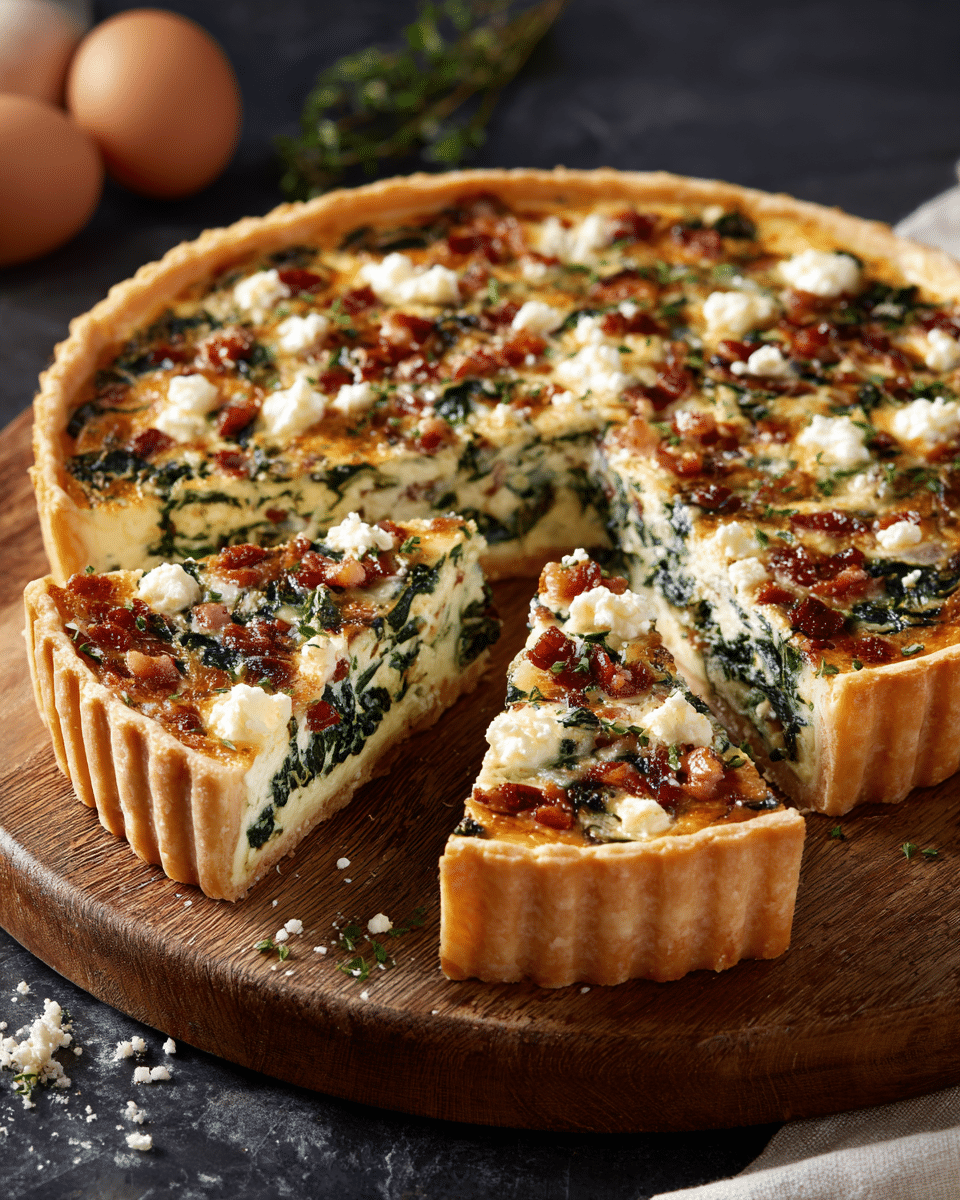 Creamy Spinach & Feta Quiche – Mediterranean-Inspired Delight