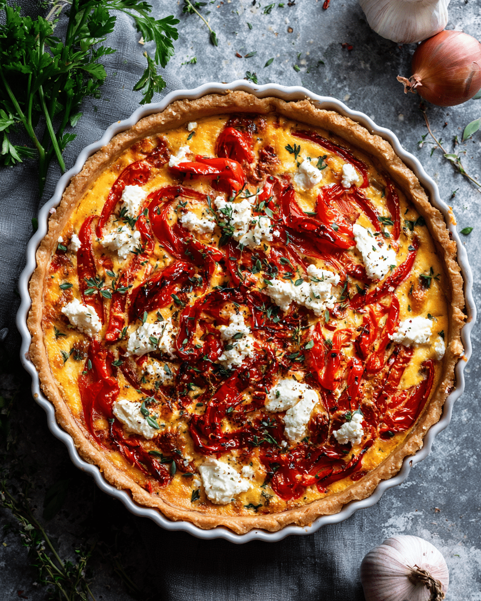 Roasted Red Pepper Quiche – Vibrant & Mediterranean-Inspired