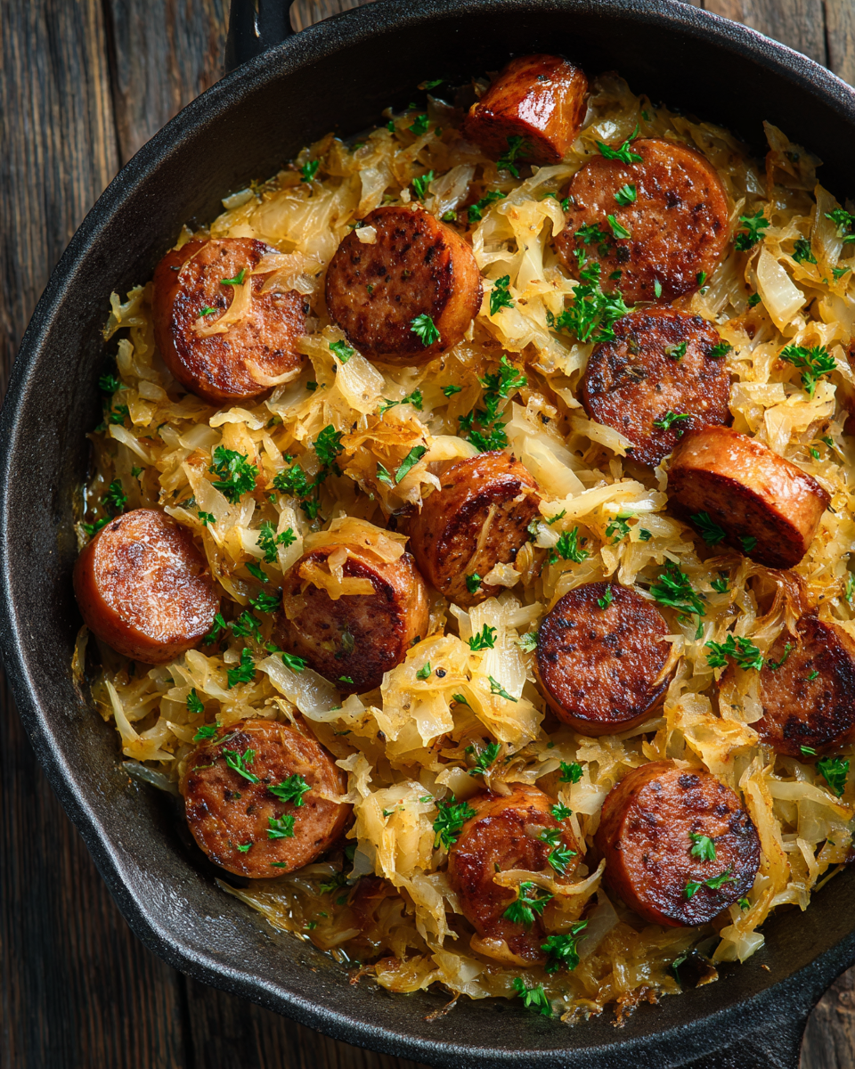 Kielbasa and Sauerkraut Skillet