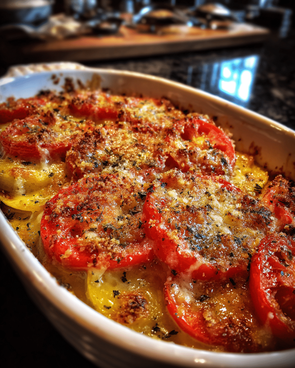 Patty Pan Squash and Tomato Gratin