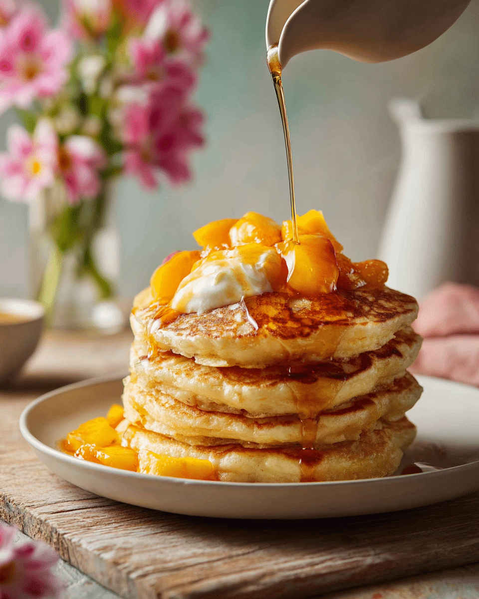 Fluffy Peach Pancakes