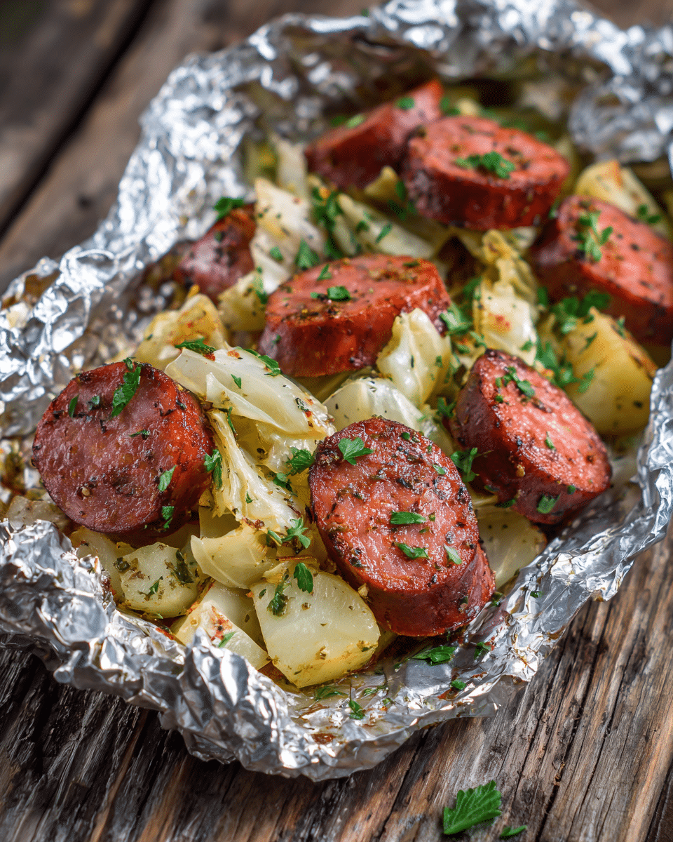 Kielbasa and Cabbage Foil Packs