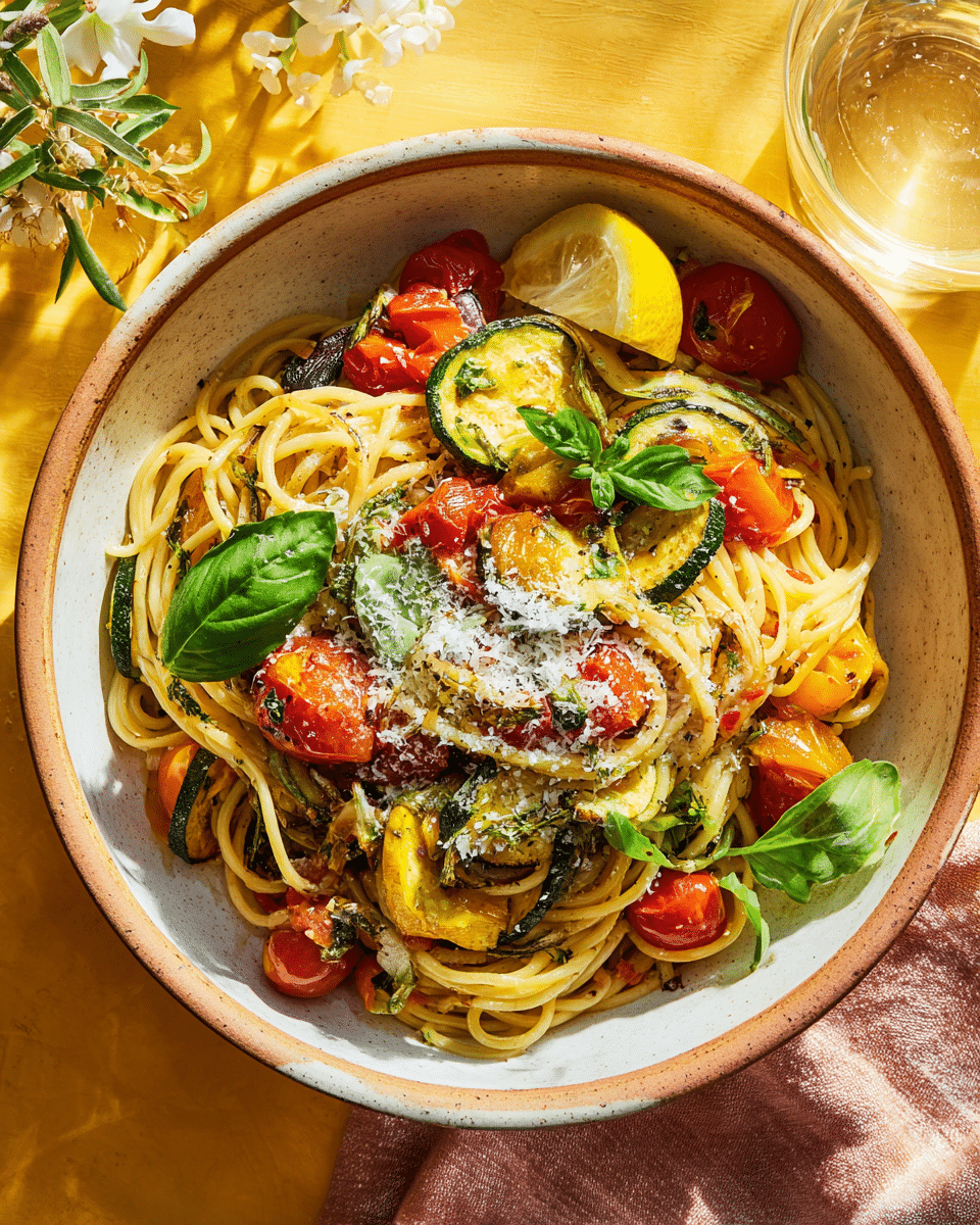 Patty Pan Squash Pasta Primavera
