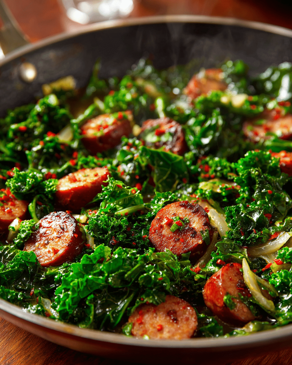 Kielbasa and Kale Skillet