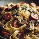 Creamy Kielbasa Mushroom Pasta