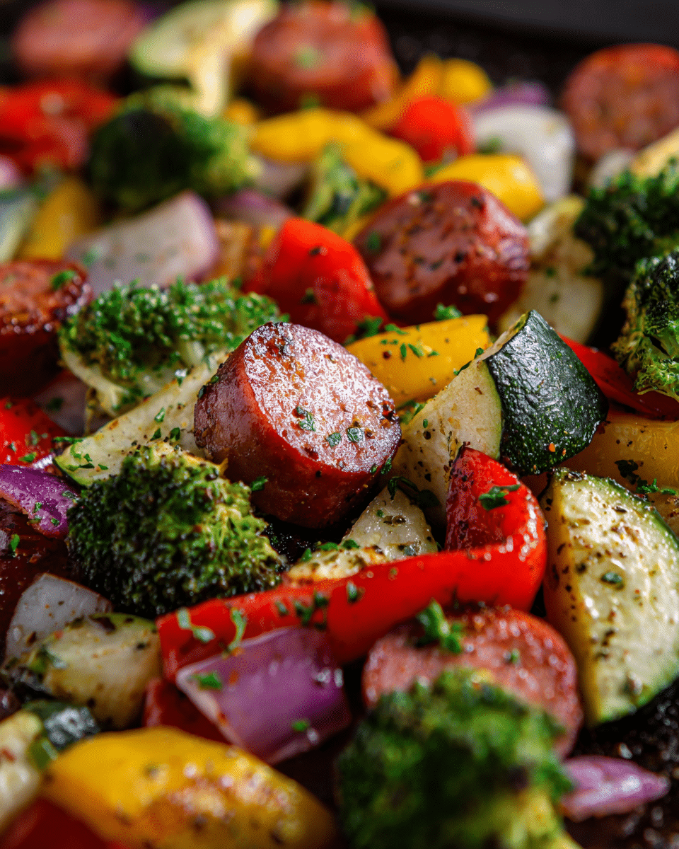 Roasted Kielbasa and Veggie Sheet Pan