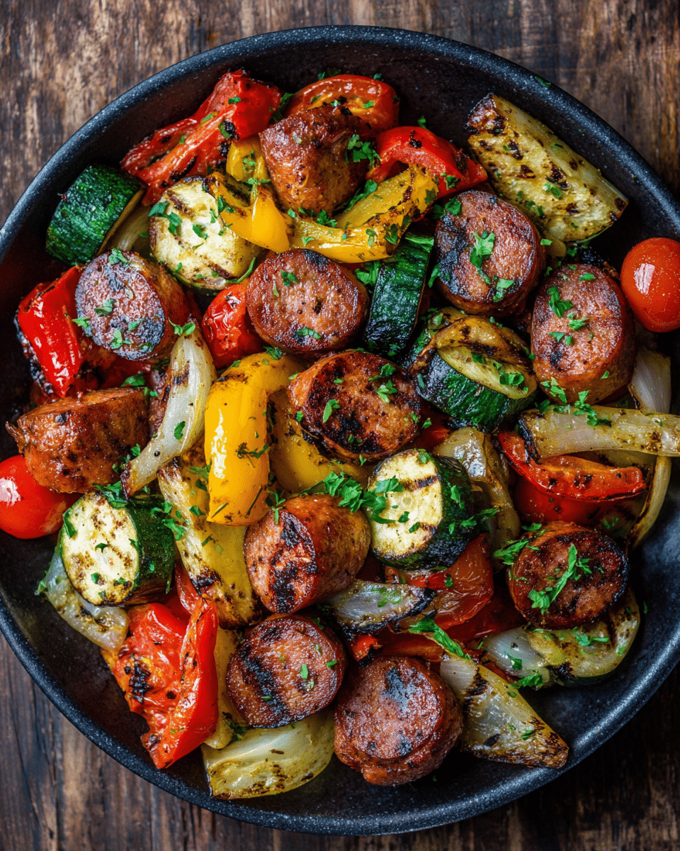 Air Fryer Kielbasa with Veggies