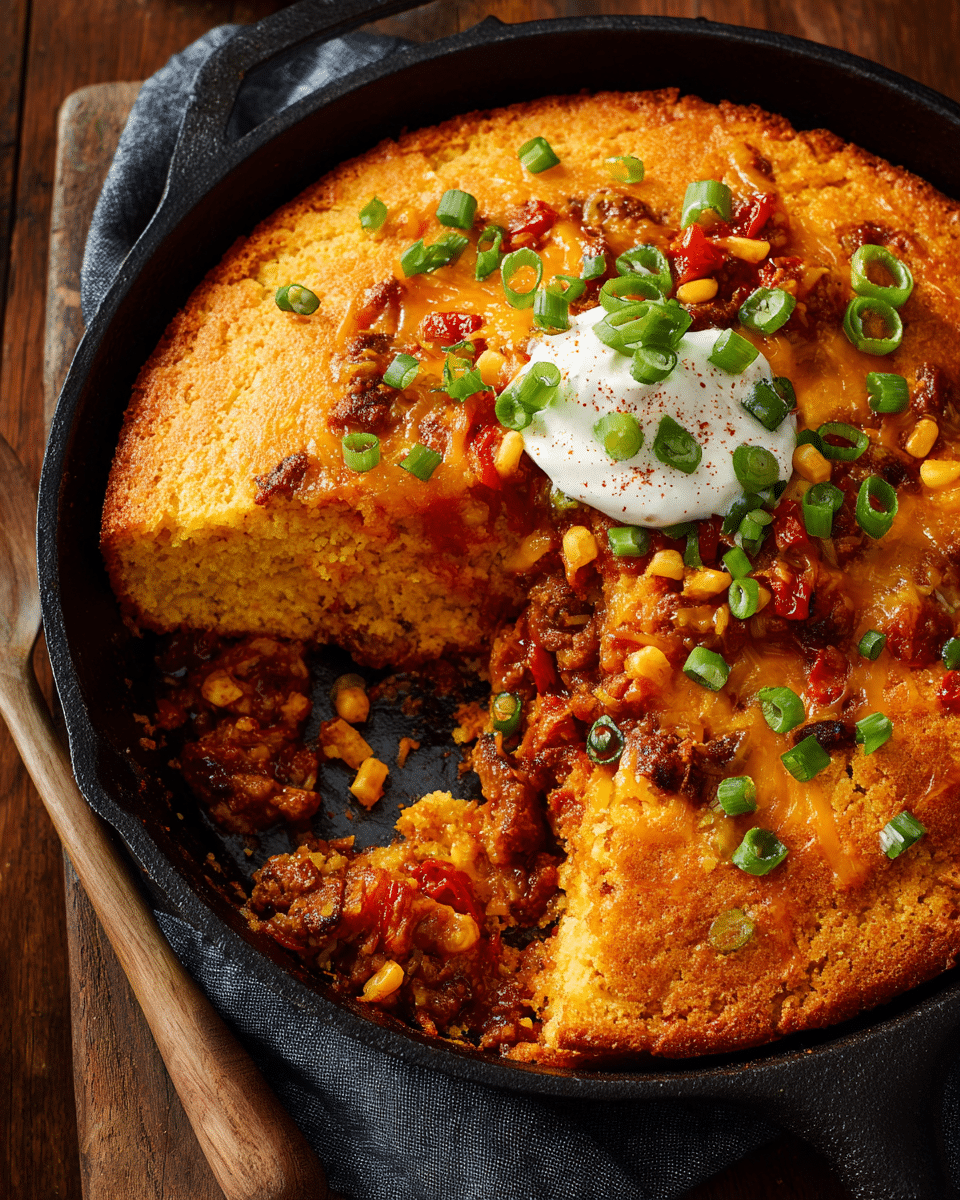 Chili-Stuffed Cornbread – Hearty, Cheesy Football Food