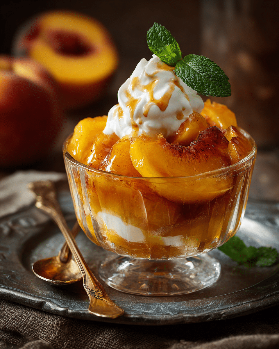 Peaches Foster – Rich, Caramelized & Elegant Peach Dessert Flambé