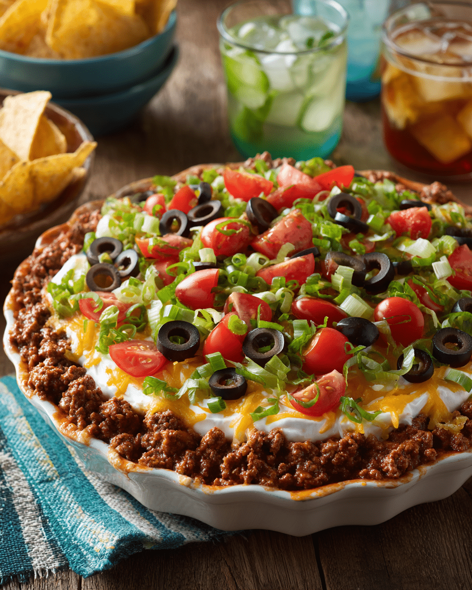 Football Food Taco Dip Supreme – Tex-Mex, Dip Bowl Favorite