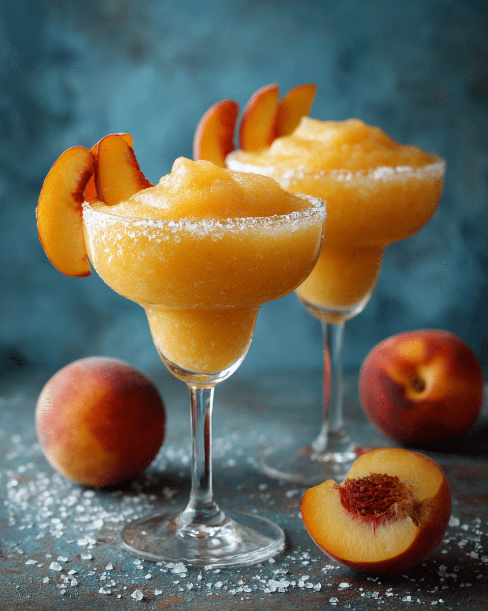 Frozen Peach Margaritas – Slushy, Sweet & Party-Perfect Peach Drink
