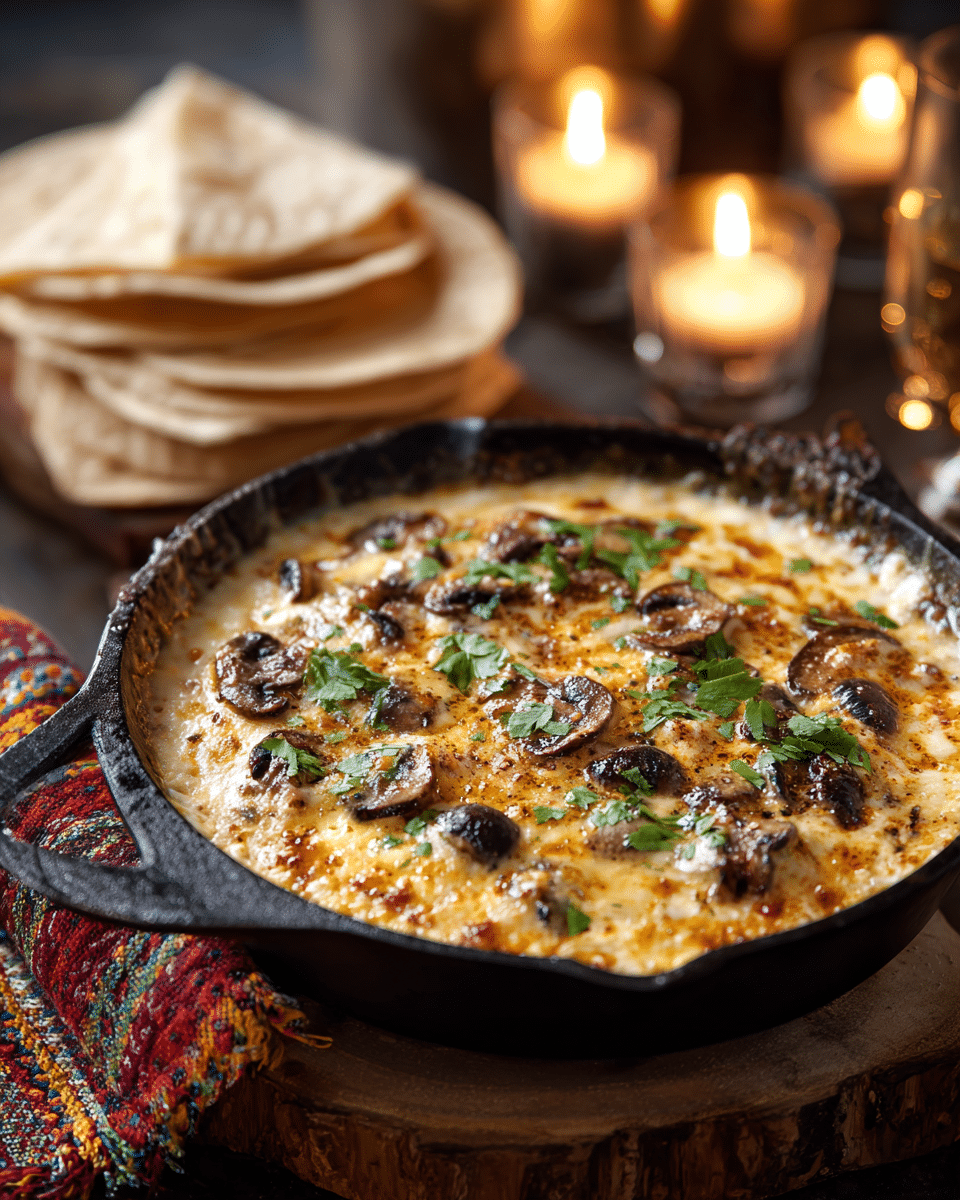 Football Food Queso Fundido with Mushrooms – Gooey, Earthy & Melted Perfection