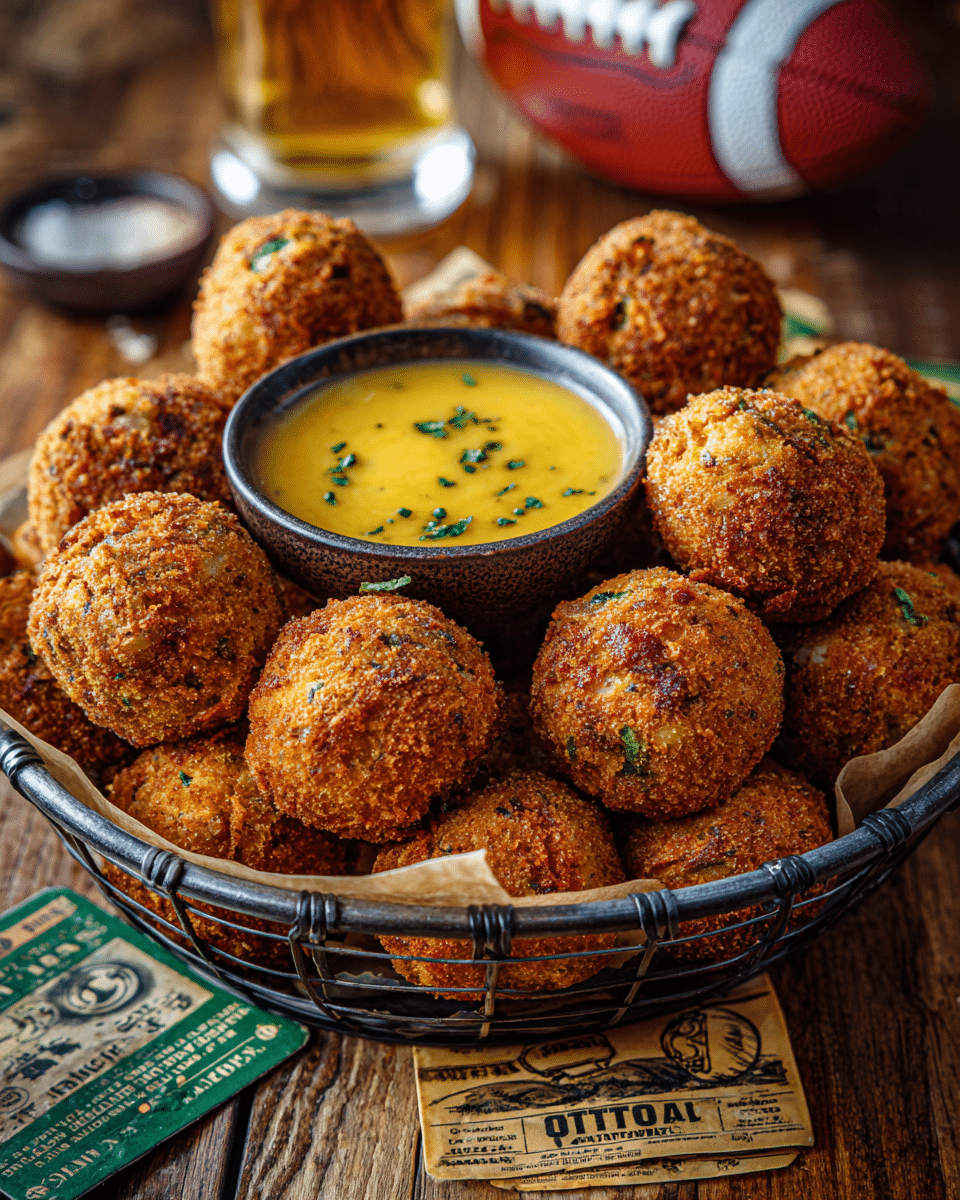 Football Food Boudin Balls with Mustard – Cajun, Fried & Fan‑Favorite Bite