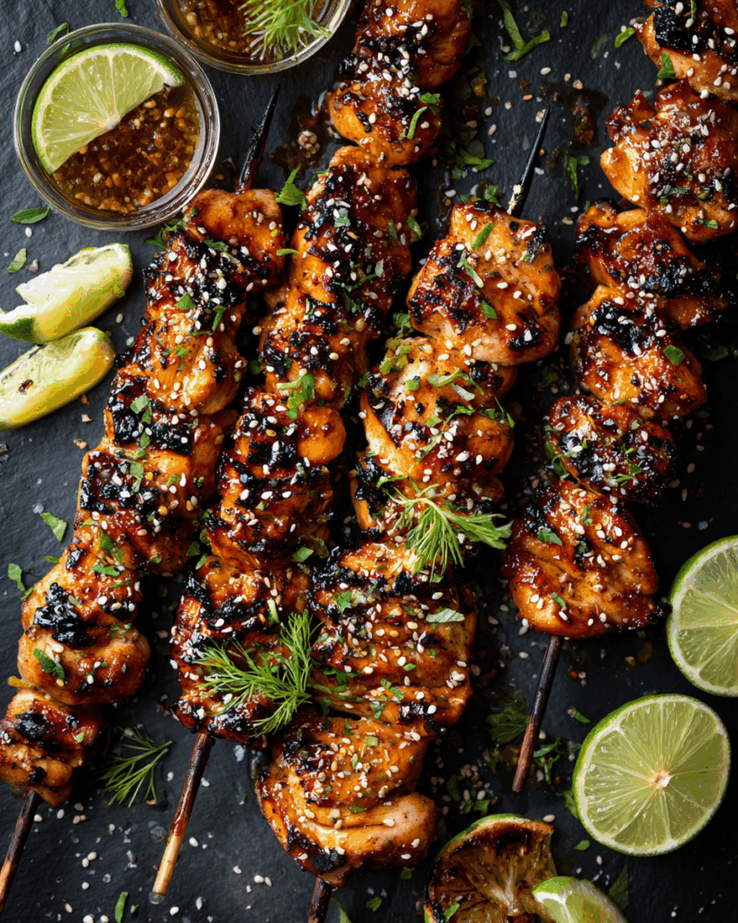 Honey Garlic Chicken Skewers – Sticky, Smoky & Perfect Fall BBQ