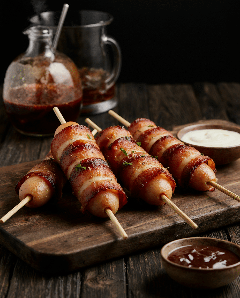Football Food Bacon-Wrapped Smokies