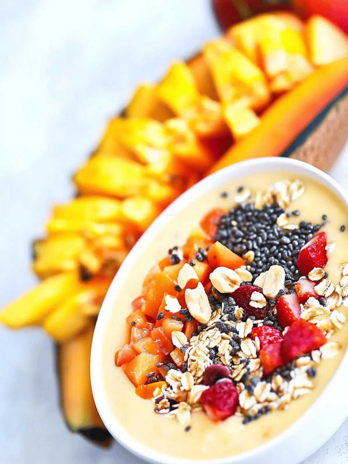 Tropical smoothie bowl with superfoods