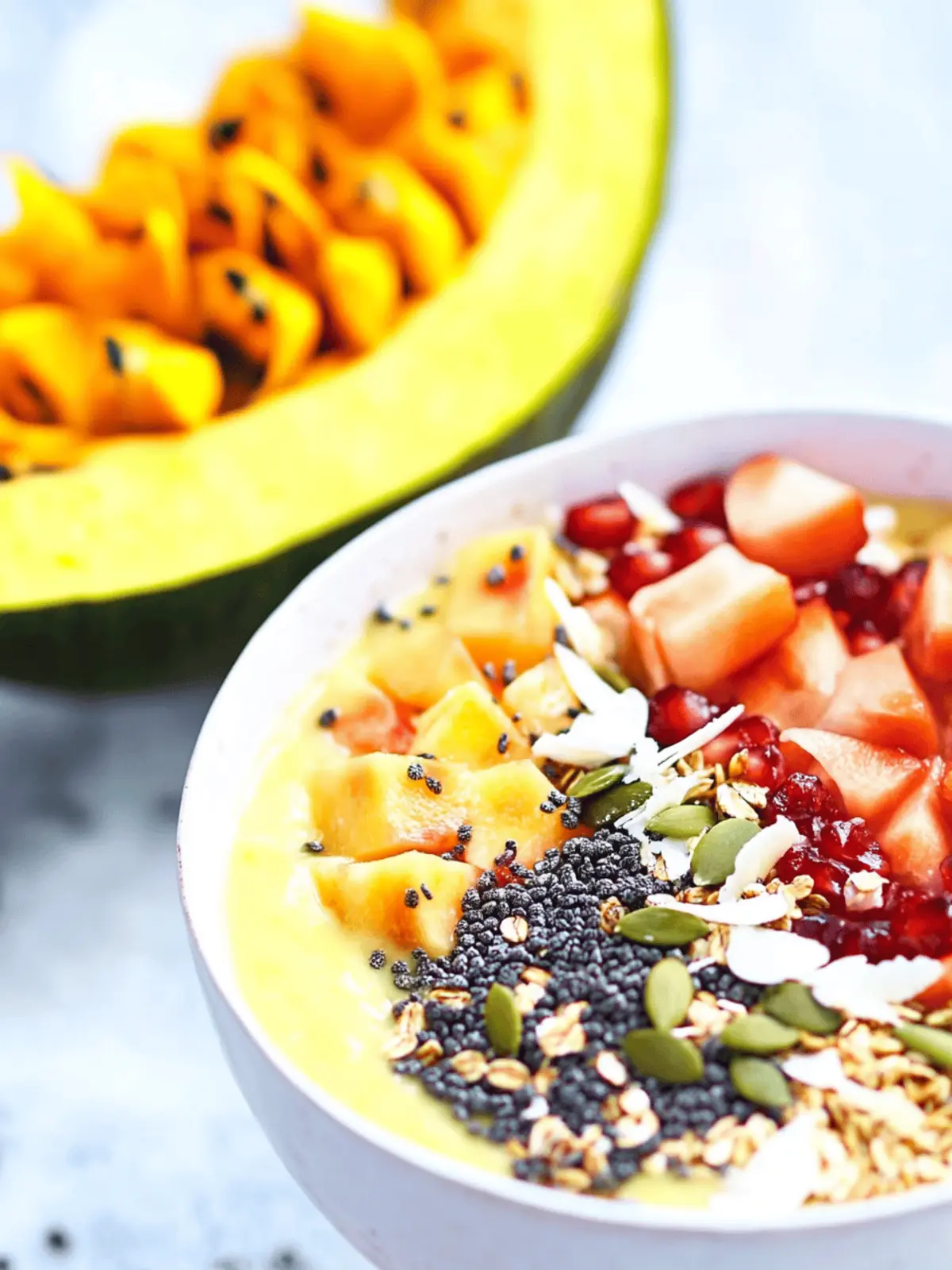 Tropical smoothie bowl with superfoods